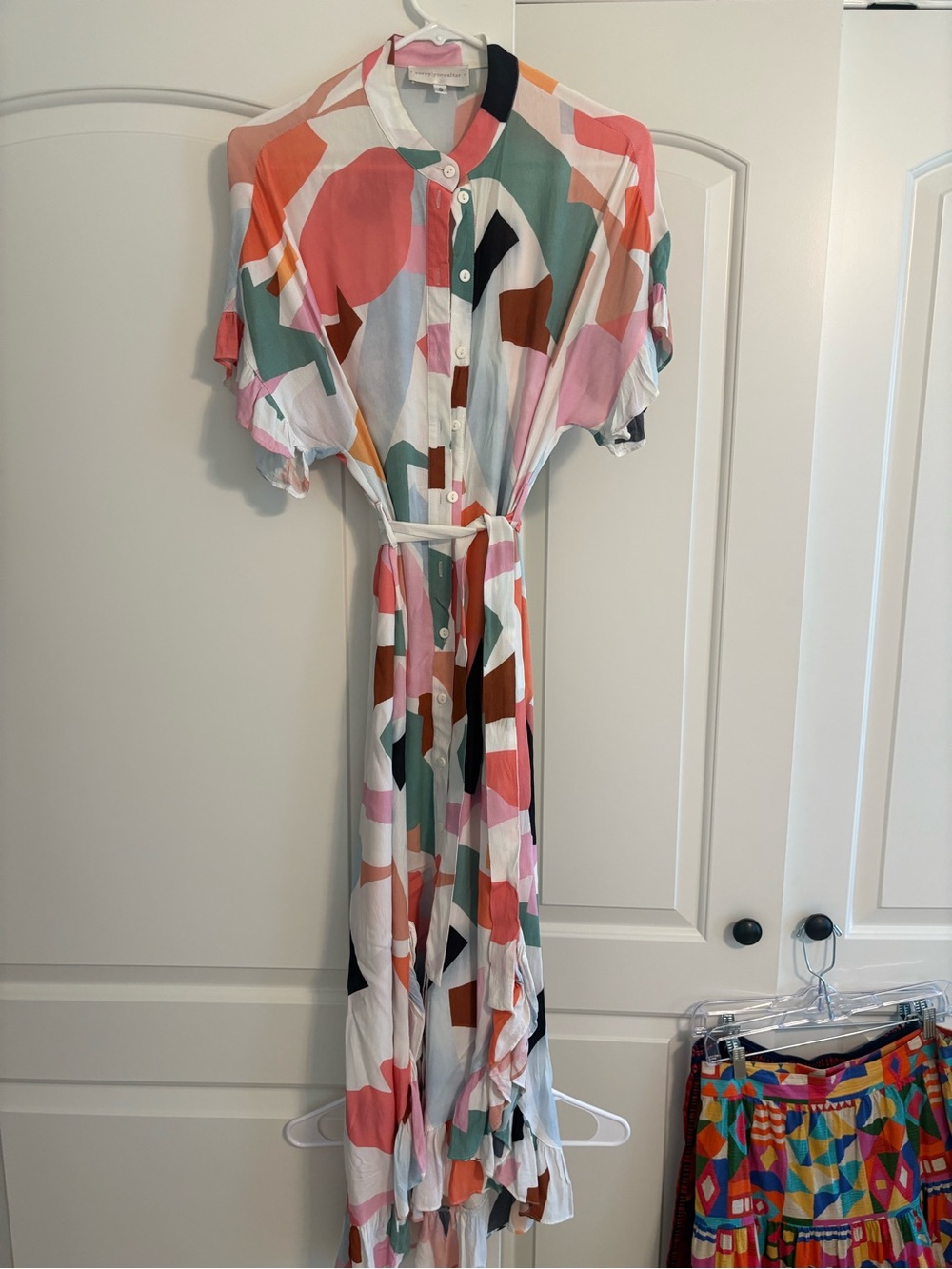 Corey Lynn Calter Multicolor Abstract Print Button-Front Midi Dress